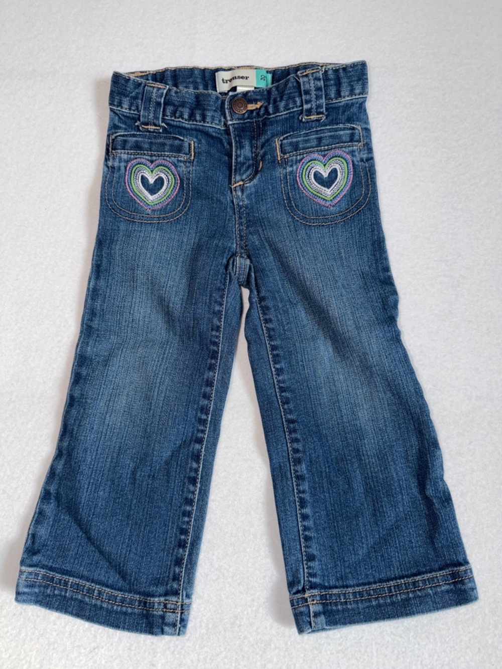 Old Navy Children's Blue Denim Trouser Jeans with Heart Embroidery
